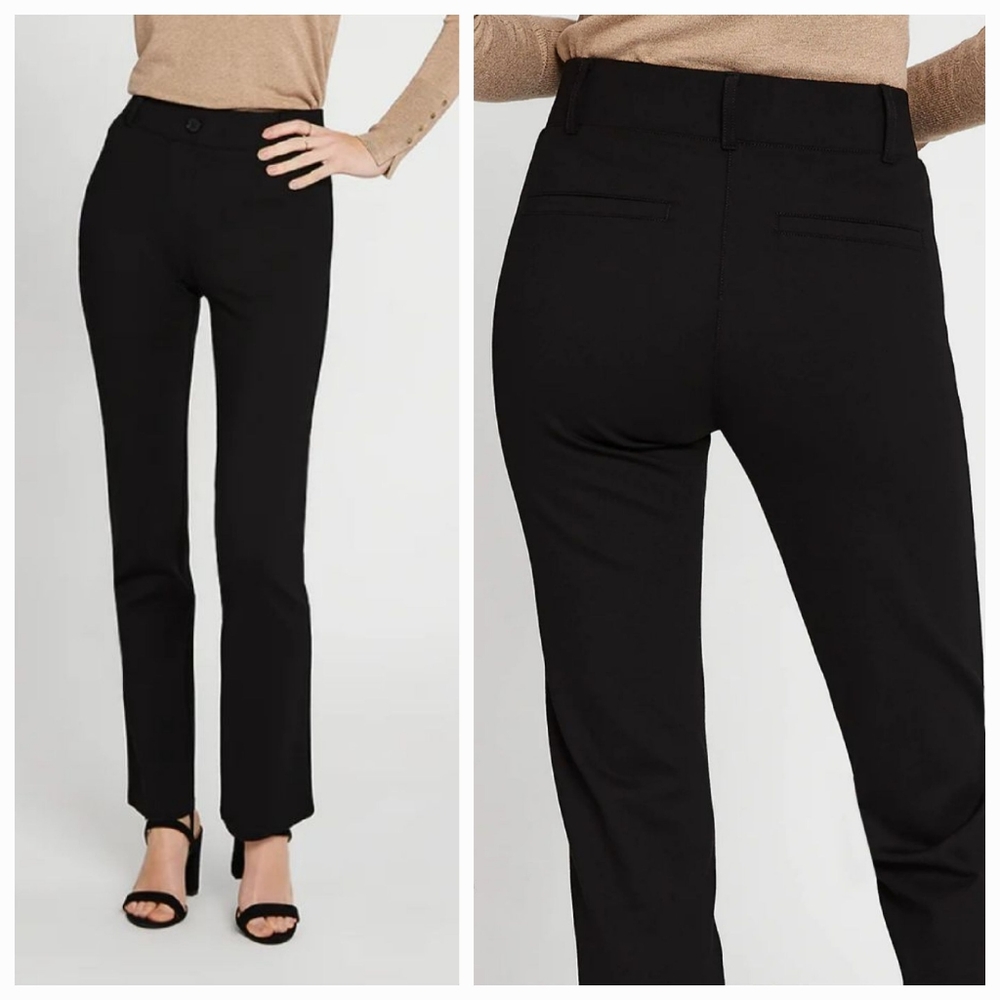 Betabrand Black Classic Straight Dress Pant Yoga Pants size Medium Short Petite